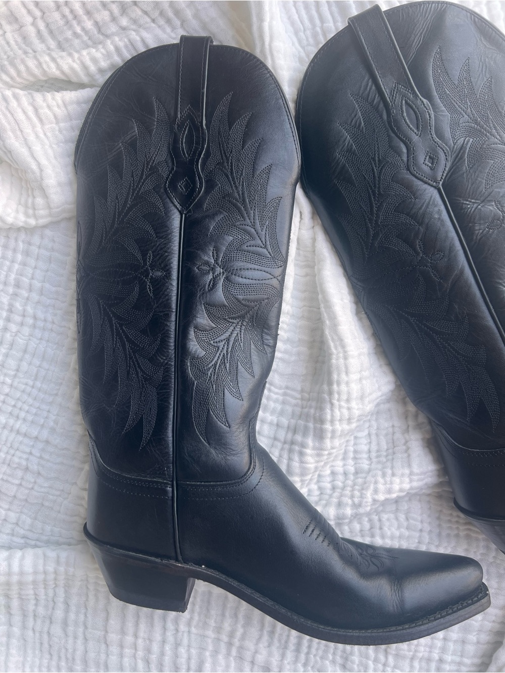Old West Black Leather Boots